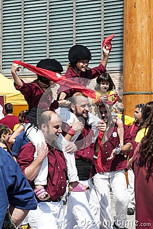 All ages participating in Independence Day in Barcelona, Spain Editorial Stock Photo