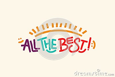 All the best horizontal card. Greeting words with smiles composition. Template for stickers, banners, social media Stock Photo