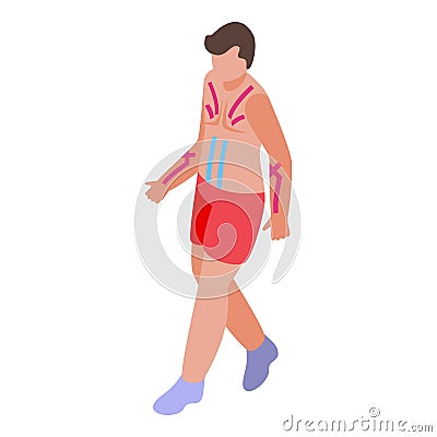 All body kinesio taping icon isometric vector. Therapy muscle Stock Photo