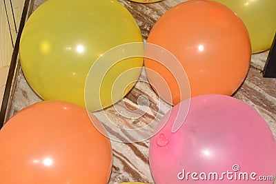 ALL COLOR BALLOONS IN THE FLOOR Stock Photo