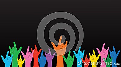 All color hands up love sign and background vector Vector Illustration