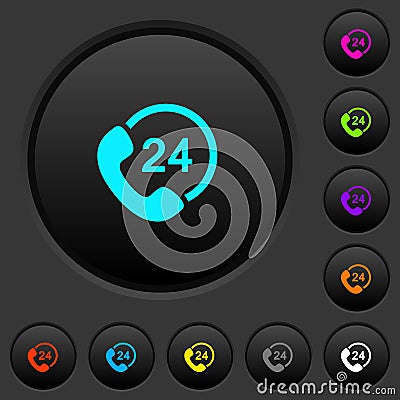 All day service dark push buttons with color icons Stock Photo
