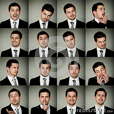 All emotions, business man in many options of emotions Stock Photo