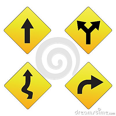 All four symbols are road sings. Stock Photo