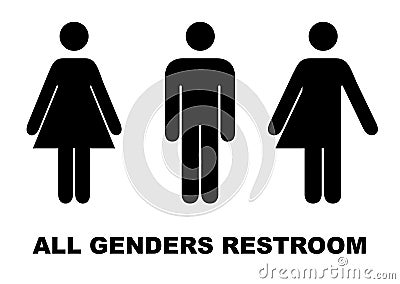 All gender restroom sign. Male, female transgender. Vector illustration. Vector Illustration