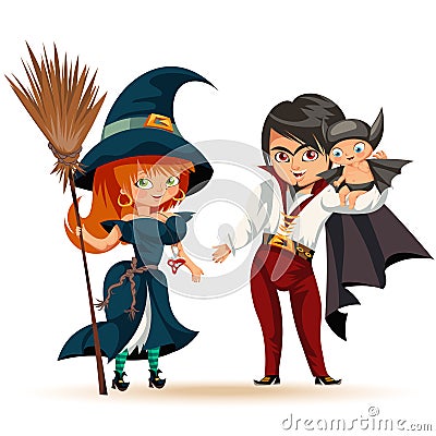 All Hallows Eve family party Vector Illustration