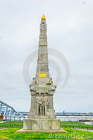 All heroes of the marine engine room memorial in Liverpool, England Editorial Stock Photo