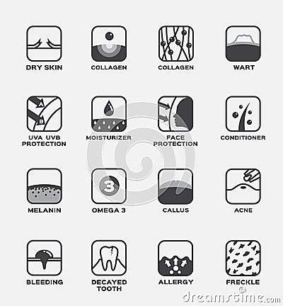 All icon vector / human skin set . Vector Illustration