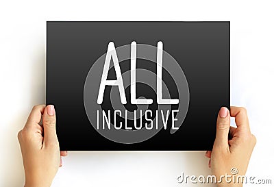 All Inclusive text on card, concept background Stock Photo