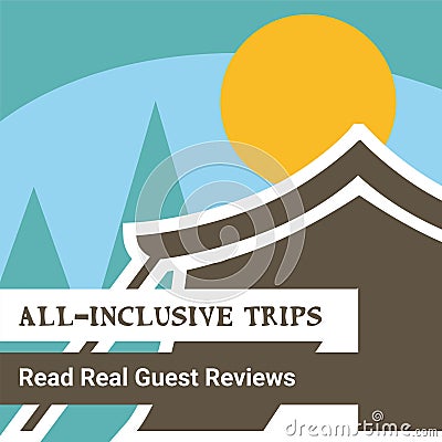 All inclusive trips read real guest reviews banner Vector Illustration