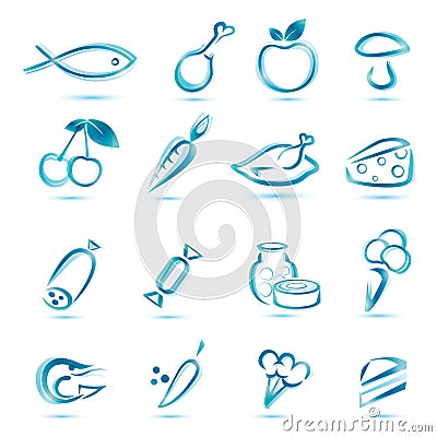 All kinds food icons, big collection Vector Illustration