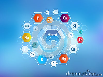 All minerals for human health. Abstract scheme Vector Illustration