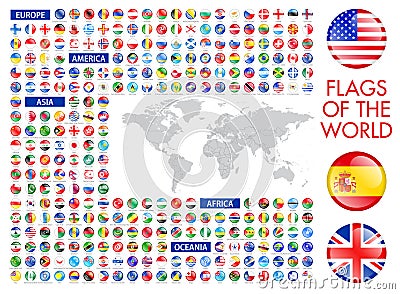 All national flags of the world Vector Illustration