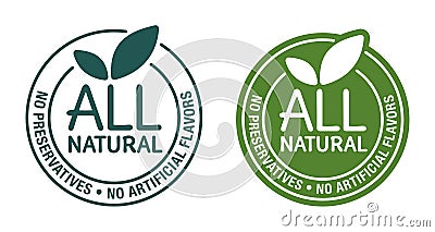 All Natural - No Preservatives, Flavors Vector Illustration