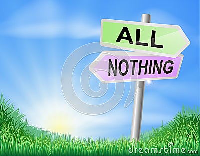 All or nothing decision sign Vector Illustration