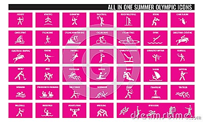 All in one summer olympic sport icons Vector Illustration