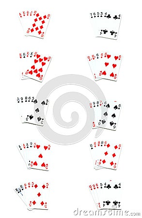 All poker hands Stock Photo