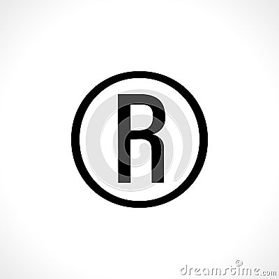 All rights reserved icon. R letter in a circle Vector Illustration