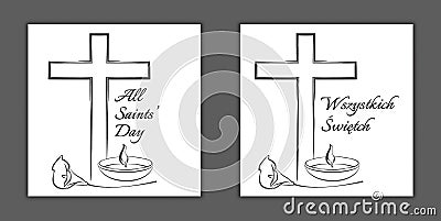 All Saints Day. English and polish. Vector design. Stock Photo