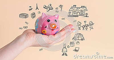 Saving money piggy bank for dreams Stock Photo