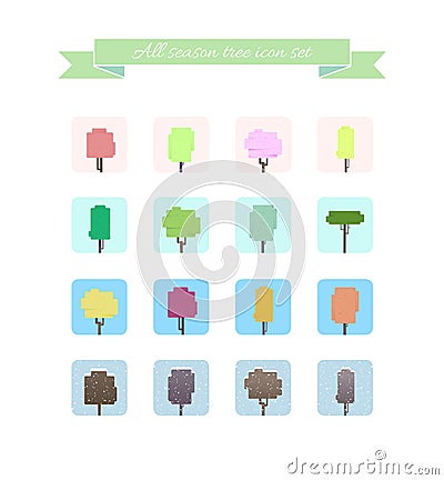 All season tree icon set, . Stock Photo