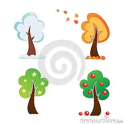 All season tree icons Vector Illustration