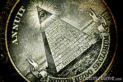 All Seeing Eye on Back of Dollar Bill American Money Old Weathered Paper Stock Photo