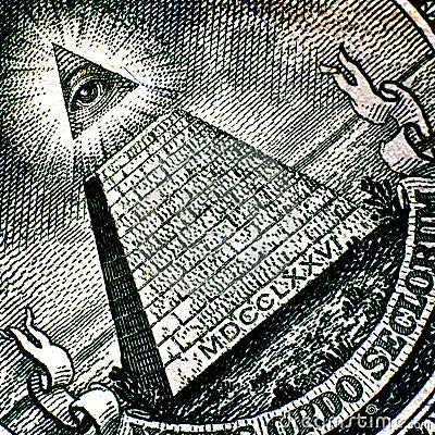 All Seeing Eye on Back of Dollar Bill American Money Stock Photo