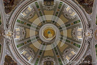The All-Seeing Eye in the Dome of the Jesuitenkirche in Mannheim, Germany Editorial Stock Photo