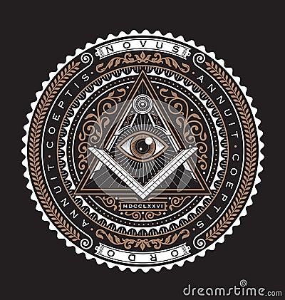 All Seeing Eye Emblem Badge Vector Logo 2 Color Vector Illustration