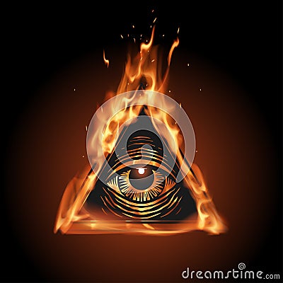 All seeing eye in flame Stock Photo