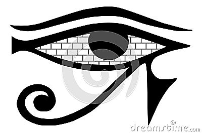 All-seeing eye. Mason sign on a white background. Masonic symbol isolated. Ancient Egypt Eye. Masonry walls in the eye. Vector Illustration