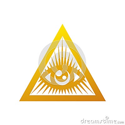 All-seeing eye. Pyramid and All-seeing eye, Freemasonry Masonic Symbol Vector Illustration