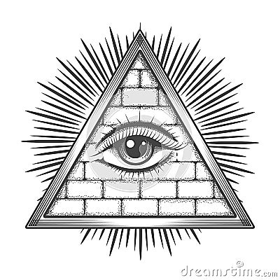 All Seeing Eye Pyramid Masonic Symbol Vector Illustration