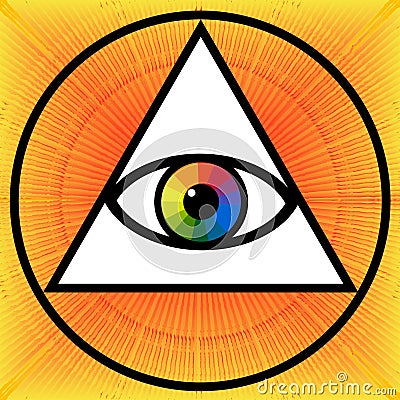 All-Seeing Occult Eye, Third eye Vector Illustration