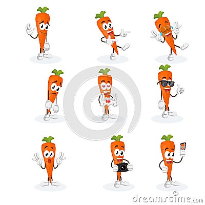 All set Carrot Logo mascot Vector Illustration