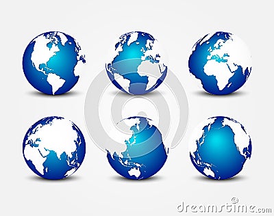 All side of blue planet ( around the world ) ( earth conservation concept ) Vector Illustration