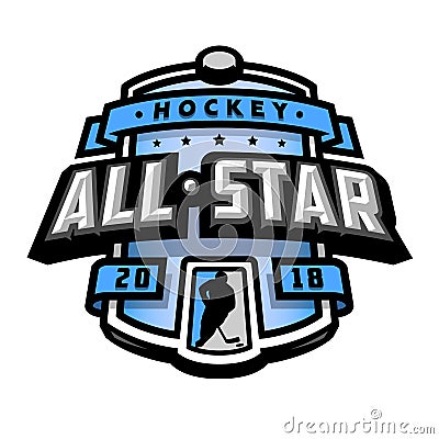 All stars of hockey, logo, emblem. Vector Illustration