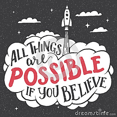 All things are possible if you believe card Vector Illustration