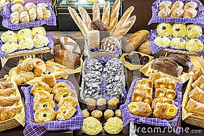 Various Delicious Pastries is Patisserie Stock Photo