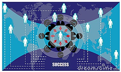 All world is connected with people to get success Vector Illustration