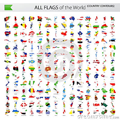 All World Vector Flags - Country Contours Stock Photo