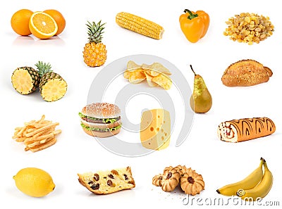 All yellow. Food collection. Stock Photo