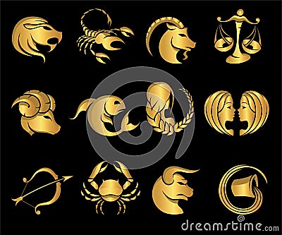 All zodiac signs together in the astrology vector Stock Photo