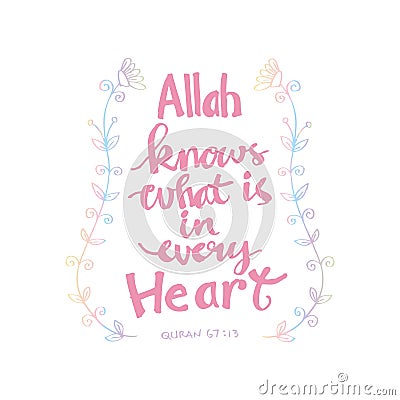 Allah knows what is in every heart. Islamic quran quotes Stock Photo