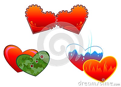 Allegorical symbols of hearts Vector Illustration