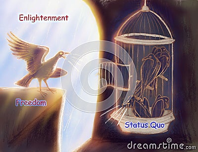 Enlightenment Alegory of the Cave Stock Photo