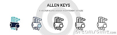 Allen keys icon in filled, thin line, outline and stroke style. Vector illustration of two colored and black allen keys vector Vector Illustration