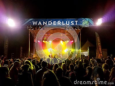 Allen Stone performs on stage during night concert Editorial Stock Photo