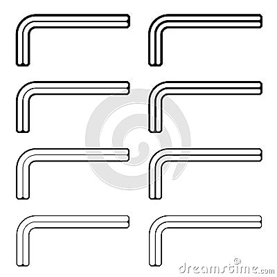 Allen unbrako inbus key black line symbols Vector Illustration